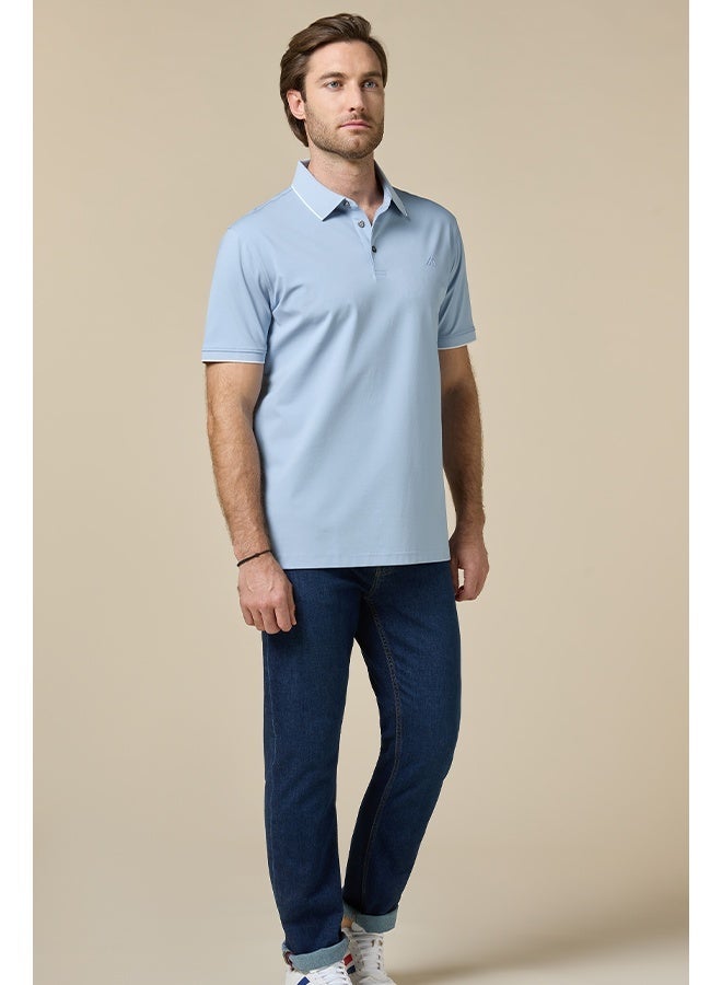 Mannerism The Sky Ease Light Blue Cotton Polo Comfort Fit - Image 5